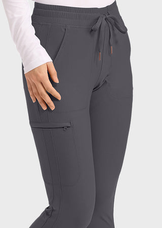 Cherokee Form Women's Mid Rise Tapered Leg Drawstring Petite Pant