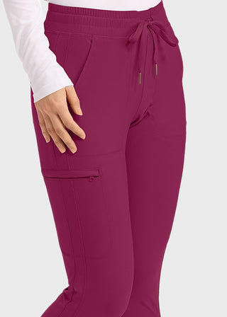 Cherokee Form Women's Mid Rise Tapered Leg Drawstring Petite Pant