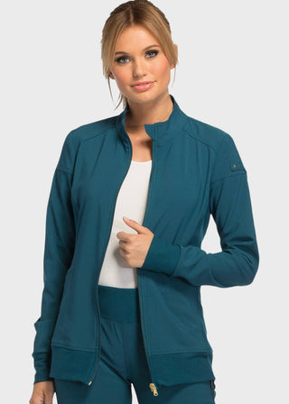 Cherokee iflex Women's Stretchy Knit Zip Front Warm-Up Jacket