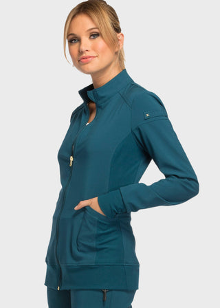 Cherokee iflex Women's Stretchy Knit Zip Front Warm-Up Jacket