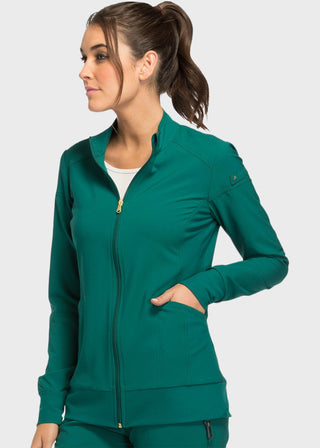 Cherokee iflex Women's Stretchy Knit Zip Front Warm-Up Jacket