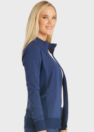 Cherokee iflex Women's Stretchy Knit Zip Front Warm-Up Jacket