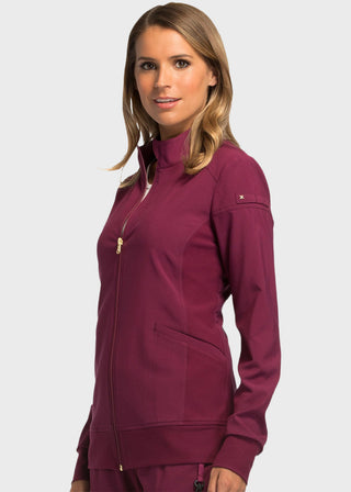 Cherokee iflex Women's Stretchy Knit Zip Front Warm-Up Jacket