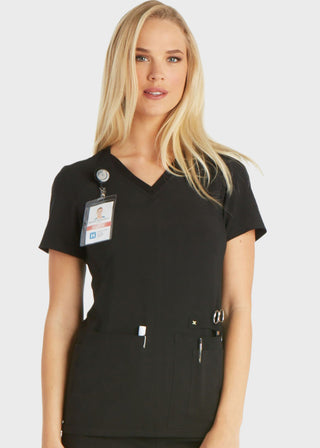 Cherokee iflex Women's V-Neck Knit Panel Top