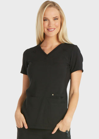 Cherokee iflex Women's V-Neck Knit Panel Top