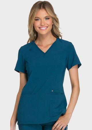 Cherokee iflex Women's V-Neck Knit Panel Top