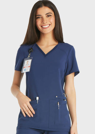 Cherokee iflex Women's V-Neck Knit Panel Top