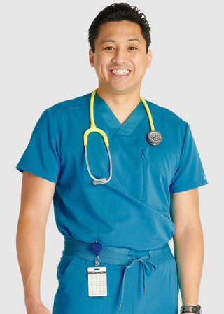 Cherokee Atmos Men's V-Neck Zip Pocket Scrub Top