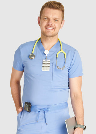 Cherokee Atmos Men's V-Neck Zip Pocket Scrub Top