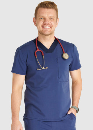 Cherokee Atmos Men's V-Neck Zip Pocket Scrub Top