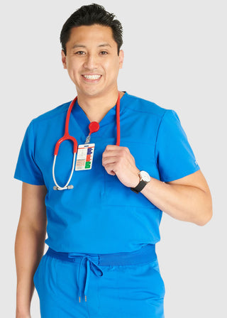 Cherokee Atmos Men's V-Neck Zip Pocket Scrub Top