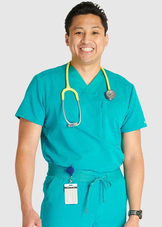 Cherokee Atmos Men's V-Neck Zip Pocket Scrub Top