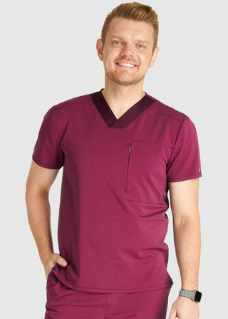 Cherokee Atmos Men's V-Neck Zip Pocket Scrub Top