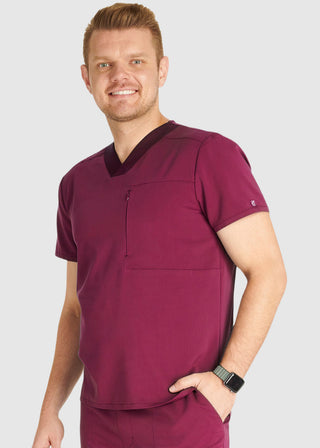Cherokee Atmos Men's V-Neck Zip Pocket Scrub Top