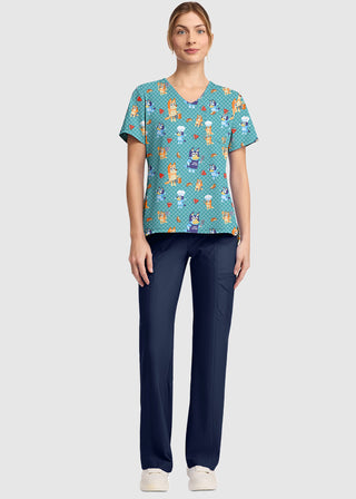 Cherokee Licensed Print Unisex V-Neck Top in Bluey BBQ