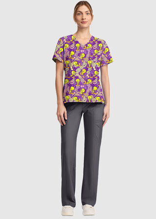 Cherokee Licensed Print Unisex V-Neck Top in Tropical Tweety