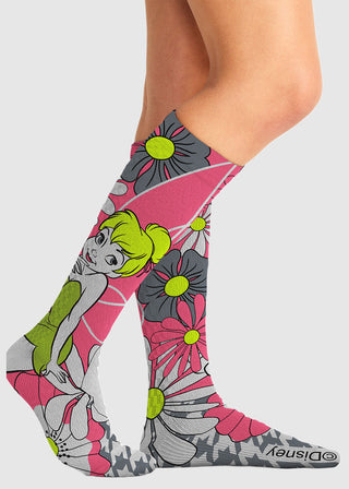 Cherokee Legwear Women's Compression Socks in Flower Tinker Bell