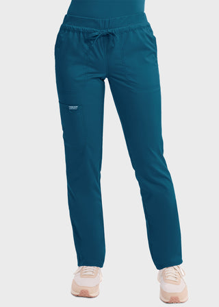 Cherokee Workwear Revolution Women's Mid Rise Tapered Leg Drawstring Petite Pant