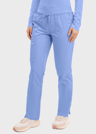 Cherokee Workwear Revolution Women's Mid Rise Tapered Leg Drawstring Petite Pant