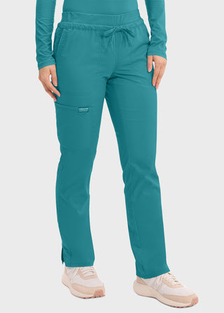 Cherokee Workwear Revolution Women's Mid Rise Tapered Leg Drawstring Petite Pant