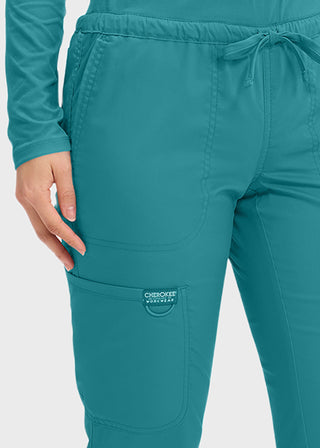 Cherokee Workwear Revolution Women's Mid Rise Tapered Leg Drawstring Tall Pant