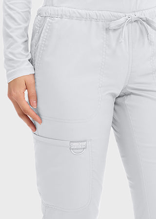 Cherokee Workwear Revolution Women's Mid Rise Tapered Leg Drawstring Petite Pant