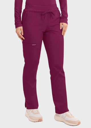 Cherokee Workwear Revolution Women's Mid Rise Tapered Leg Drawstring Petite Pant
