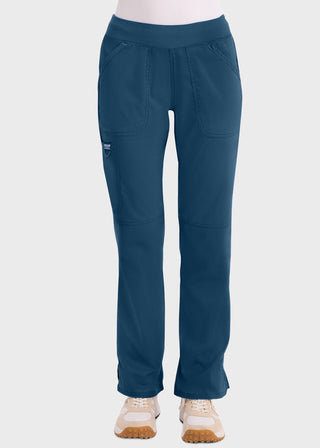 Cherokee Workwear Revolution Womens Mid Rise Straight Leg Pull-on Petite Pant