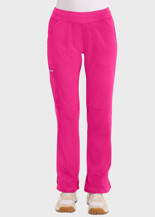 Cherokee Workwear Revolution Womens Mid Rise Straight Leg Pull-on Petite Pant