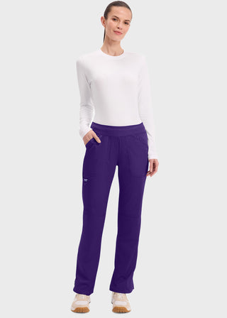 Cherokee Workwear Revolution Womens Mid Rise Straight Leg Pull-on Petite Pant