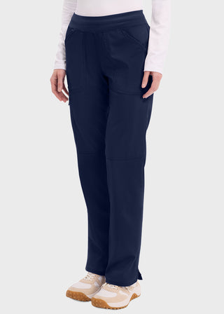 Cherokee Workwear Revolution Womens Mid Rise Straight Leg Pull-on Petite Pant