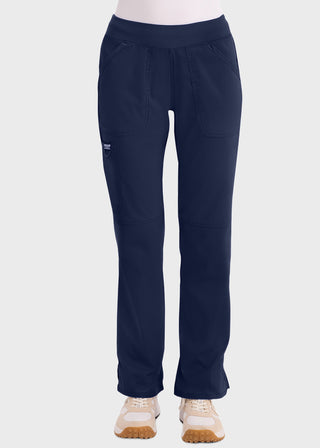 Cherokee Workwear Revolution Womens Mid Rise Straight Leg Pull-on Petite Pant