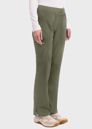Cherokee Workwear Revolution Womens Mid Rise Straight Leg Pull-on Petite Pant