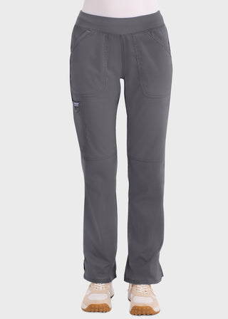 Cherokee Workwear Revolution Womens Mid Rise Straight Leg Pull-on Petite Pant