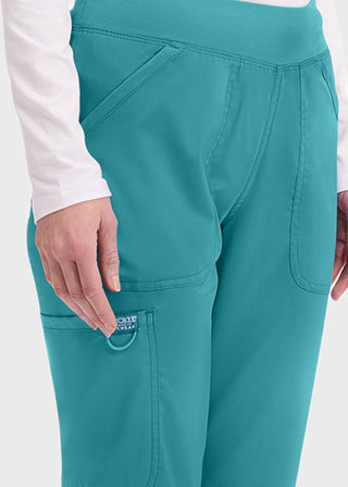 Cherokee Workwear Revolution Womens Mid Rise Straight Leg Pull-on Petite Pant