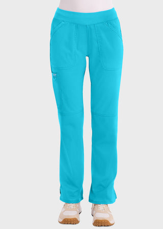 Cherokee Workwear Revolution Womens Mid Rise Straight Leg Pull-on Petite Pant