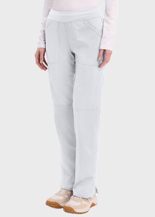 Cherokee Workwear Revolution Womens Mid Rise Straight Leg Pull-on Petite Pant