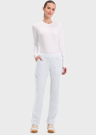 Cherokee Workwear Revolution Womens Mid Rise Straight Leg Pull-on Petite Pant