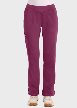 Cherokee Workwear Revolution Womens Mid Rise Straight Leg Pull-on Petite Pant