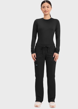 Cherokee Workwear Revolution Womens Mid Rise Moderate Flare Drawstring Petite Pant