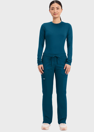 Cherokee Workwear Revolution Womens Mid Rise Moderate Flare Drawstring Petite Pant