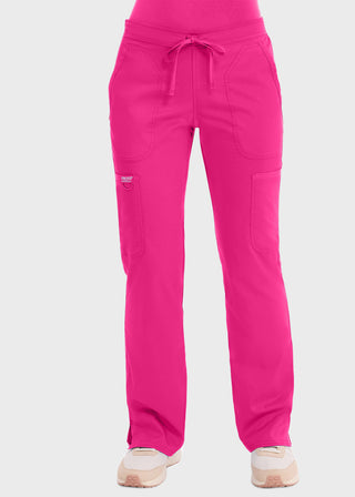 Cherokee Workwear Revolution Womens Mid Rise Moderate Flare Drawstring Petite Pant