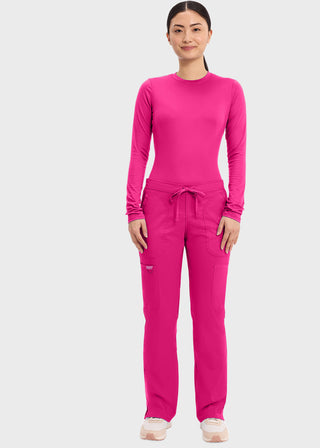 Cherokee Workwear Revolution Womens Mid Rise Moderate Flare Drawstring Petite Pant