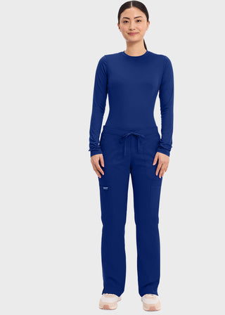 Cherokee Workwear Revolution Womens Mid Rise Moderate Flare Drawstring Petite Pant