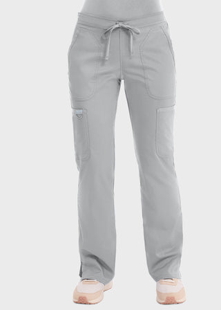 Cherokee Workwear Revolution Womens Mid Rise Moderate Flare Drawstring Petite Pant