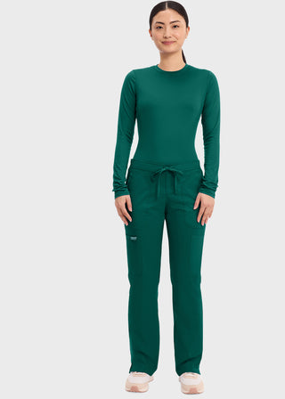 Cherokee Workwear Revolution Womens Mid Rise Moderate Flare Drawstring Petite Pant