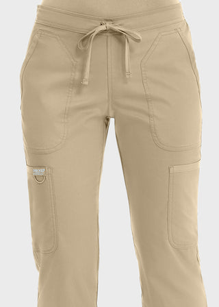 Cherokee Workwear Revolution Womens Mid Rise Moderate Flare Drawstring Petite Pant