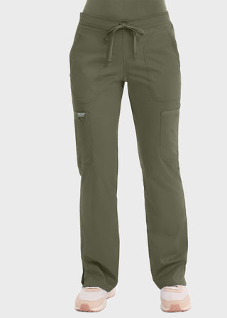 Cherokee Workwear Revolution Womens Mid Rise Moderate Flare Drawstring Petite Pant