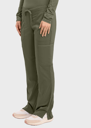 Cherokee Workwear Revolution Womens Mid Rise Moderate Flare Drawstring Petite Pant