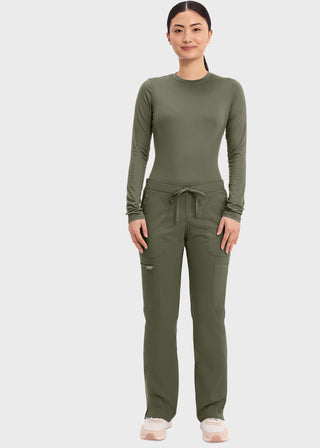 Cherokee Workwear Revolution Womens Mid Rise Moderate Flare Drawstring Petite Pant